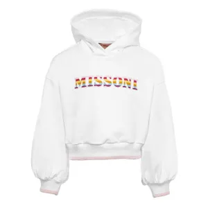 Girls White Logo Hoodie