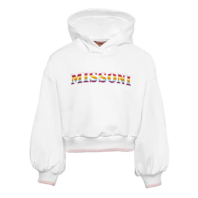 Girls White Logo Hoodie