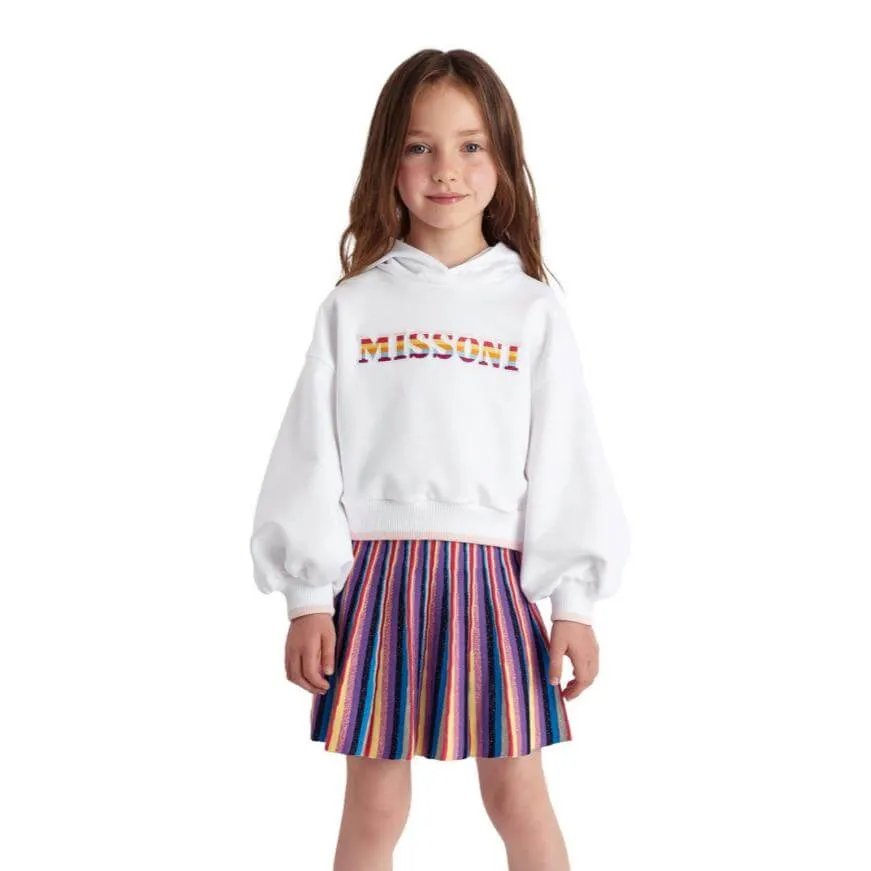 Girls White Logo Hoodie