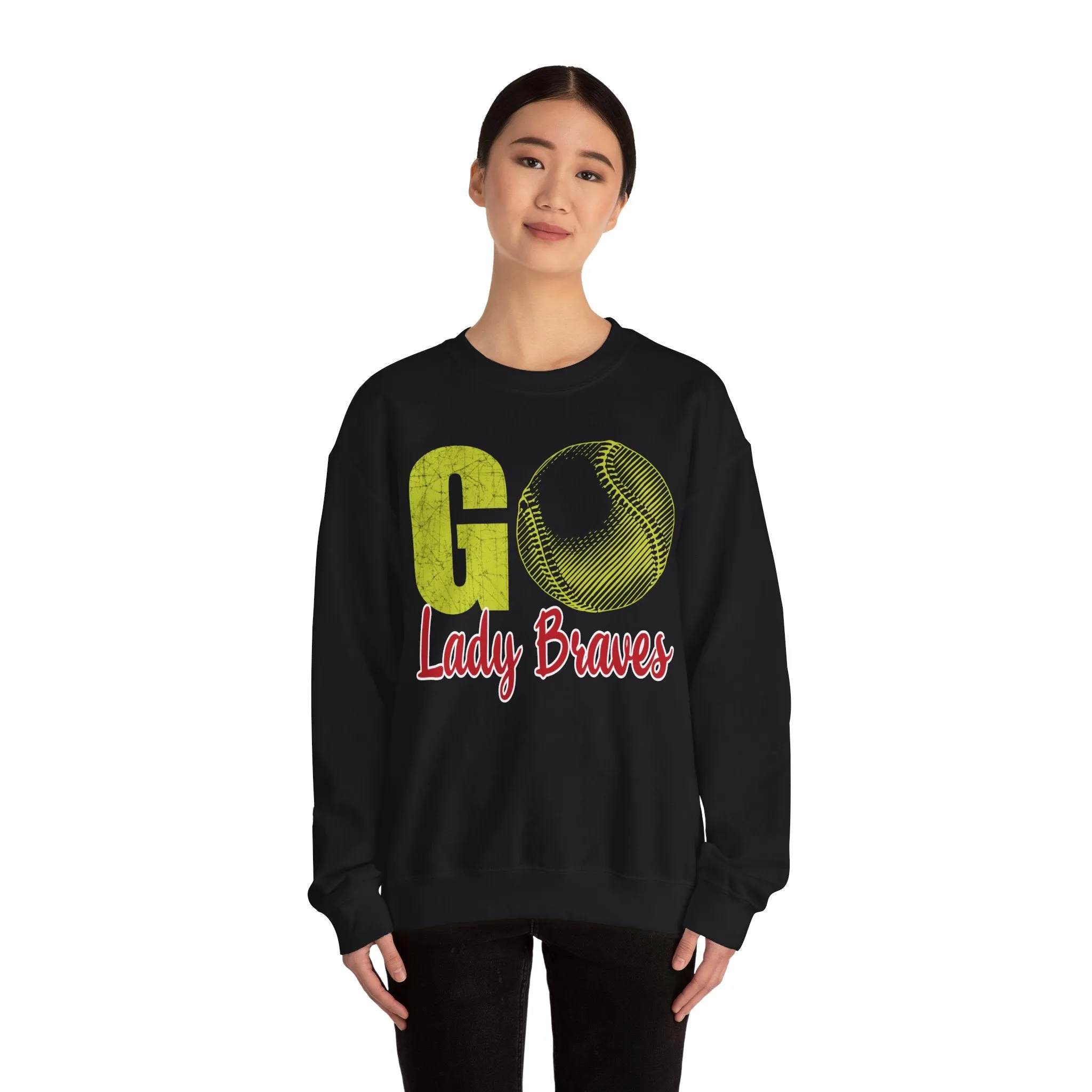 Go Lady Braves Softball Crewneck Sweatshirt