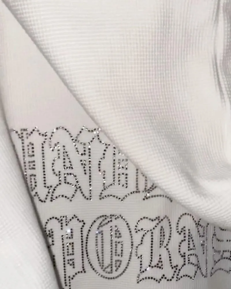 Gothic Rhinestones Letter Print Hoodie