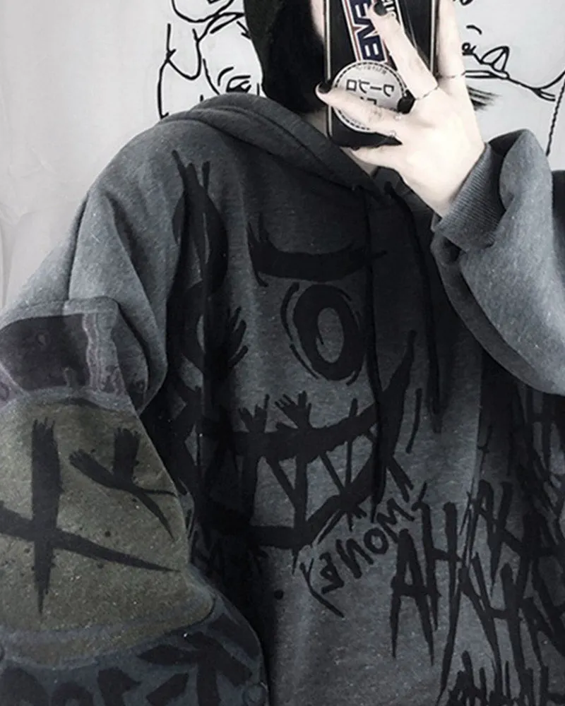 Graffiti Dark Punk Oversized Hoodie