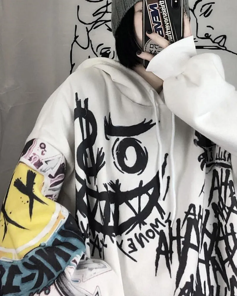 Graffiti Dark Punk Oversized Hoodie