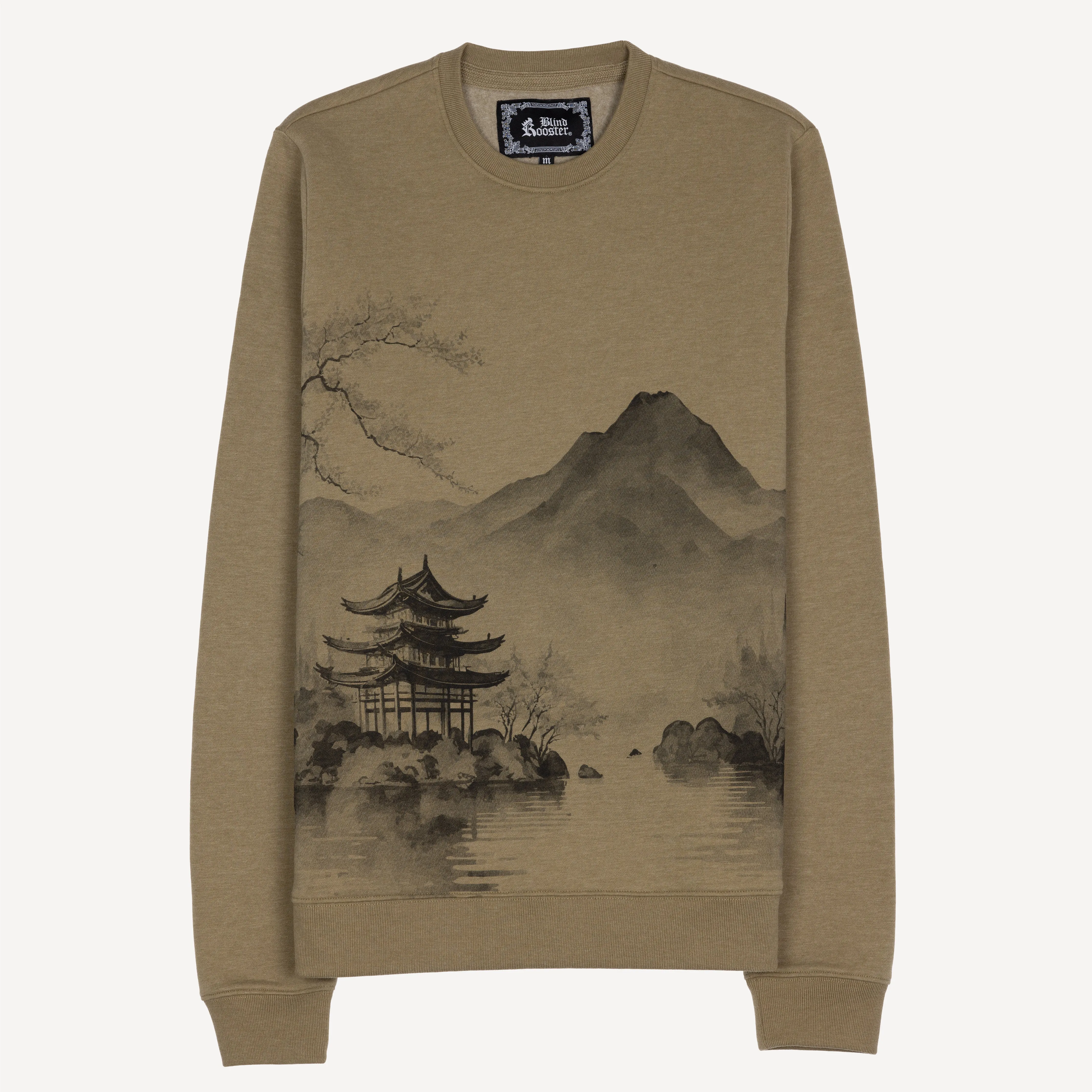 Graphic Wraparound Crewneck Pullover Sweatshirt - Elmwood / Asian