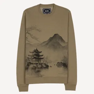 Graphic Wraparound Crewneck Pullover Sweatshirt - Elmwood / Asian