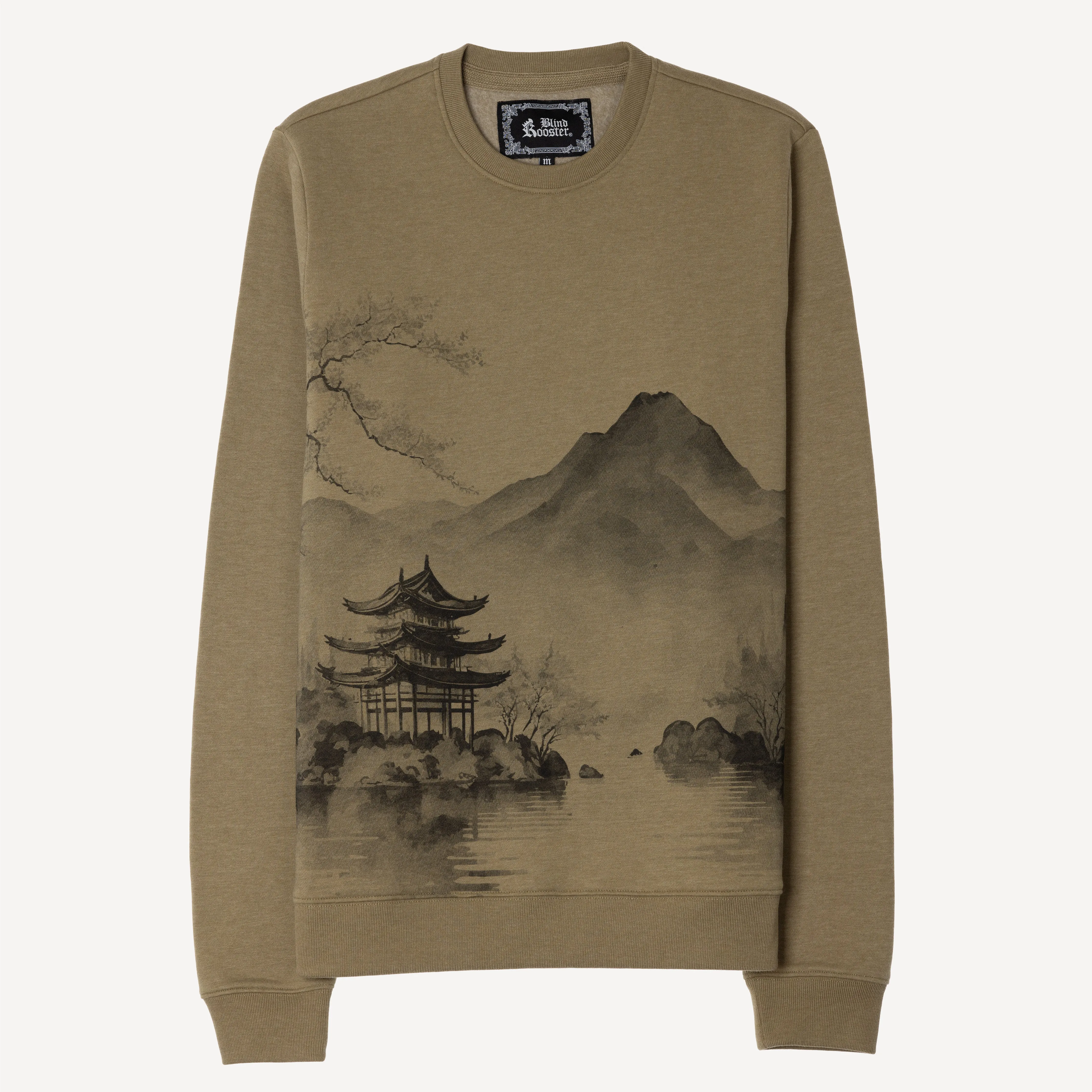 Graphic Wraparound Crewneck Pullover Sweatshirt - Elmwood / Asian