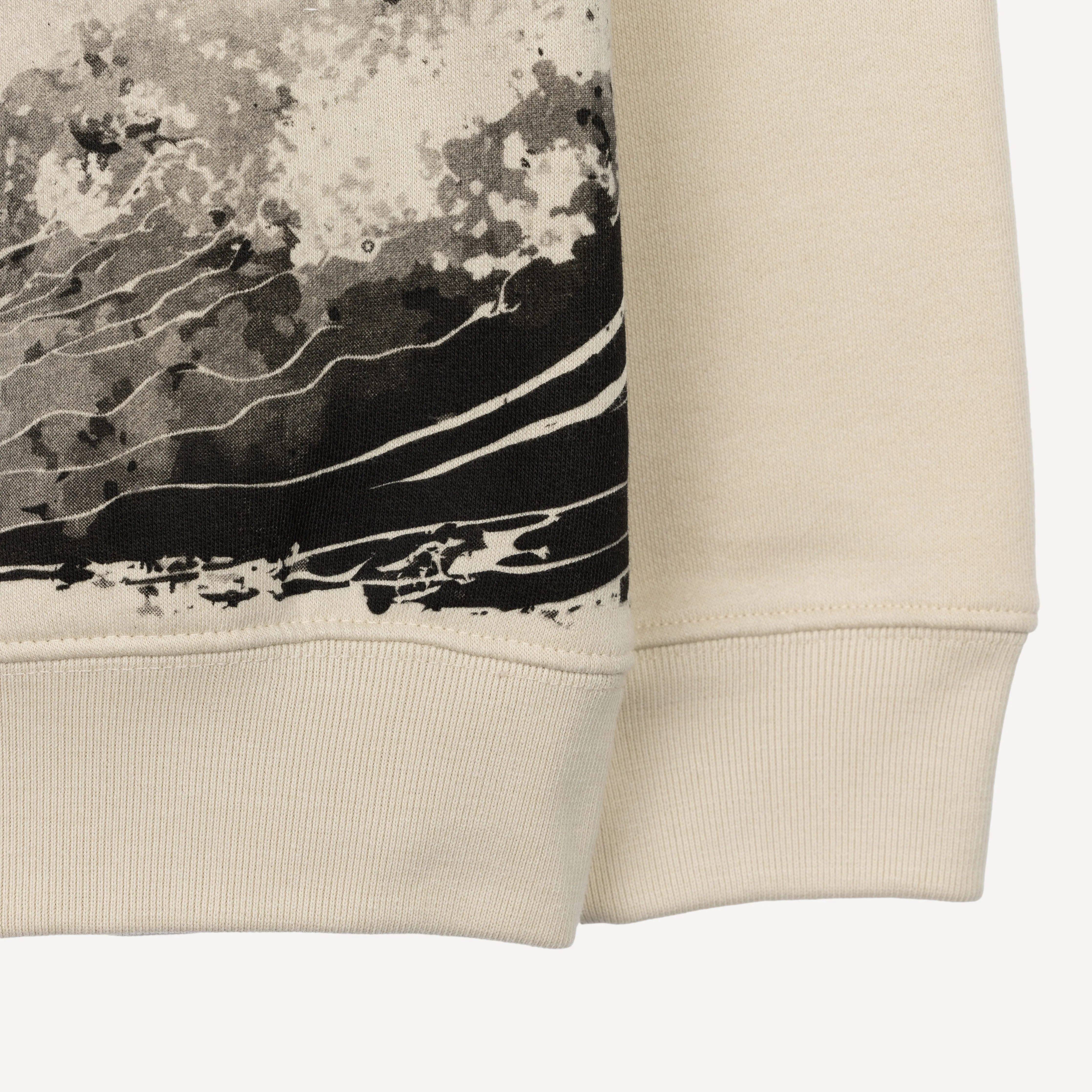 Graphic Wraparound Crewneck Pullover Sweatshirt - Oatmeal / Asian