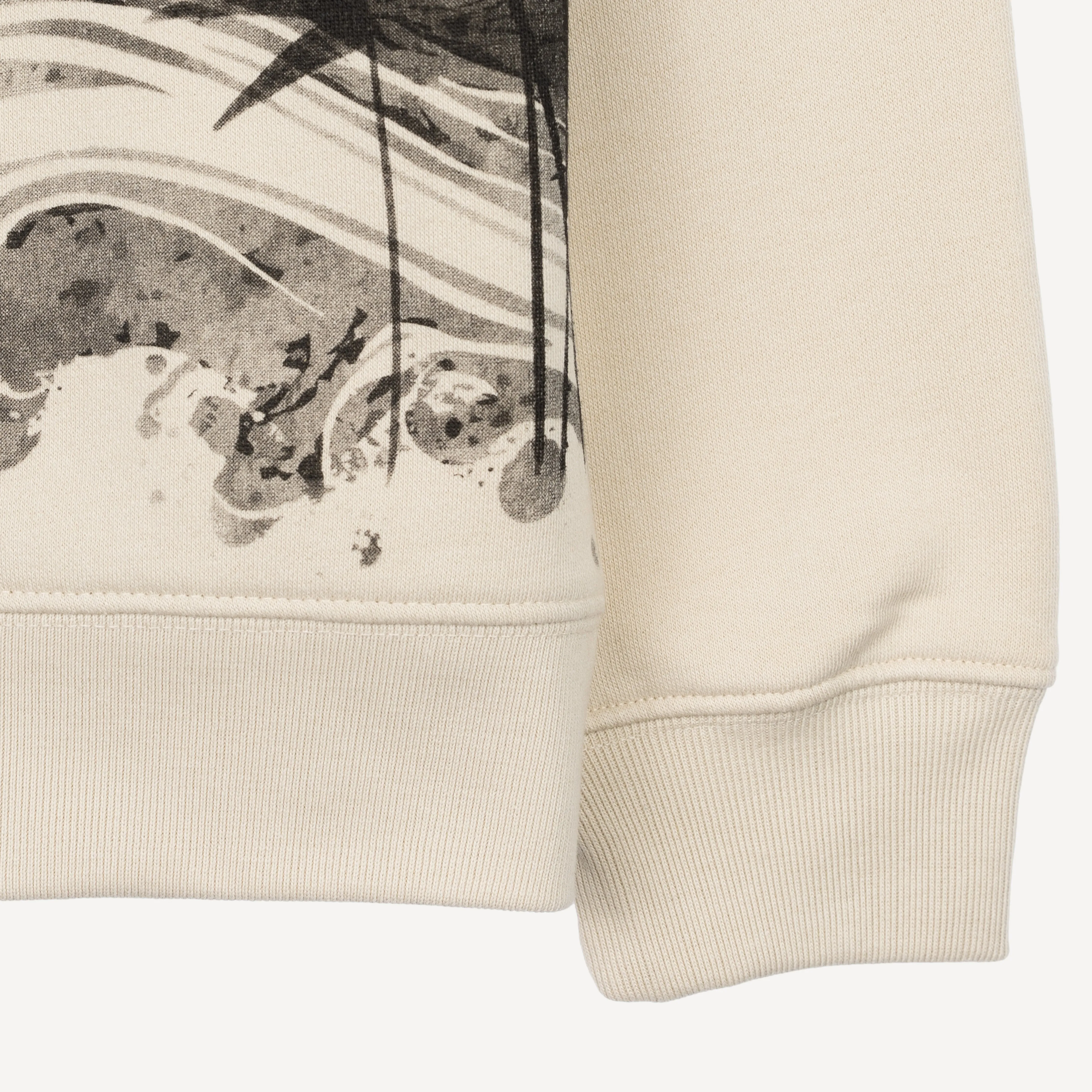 Graphic Wraparound Crewneck Pullover Sweatshirt - Oatmeal / Asian