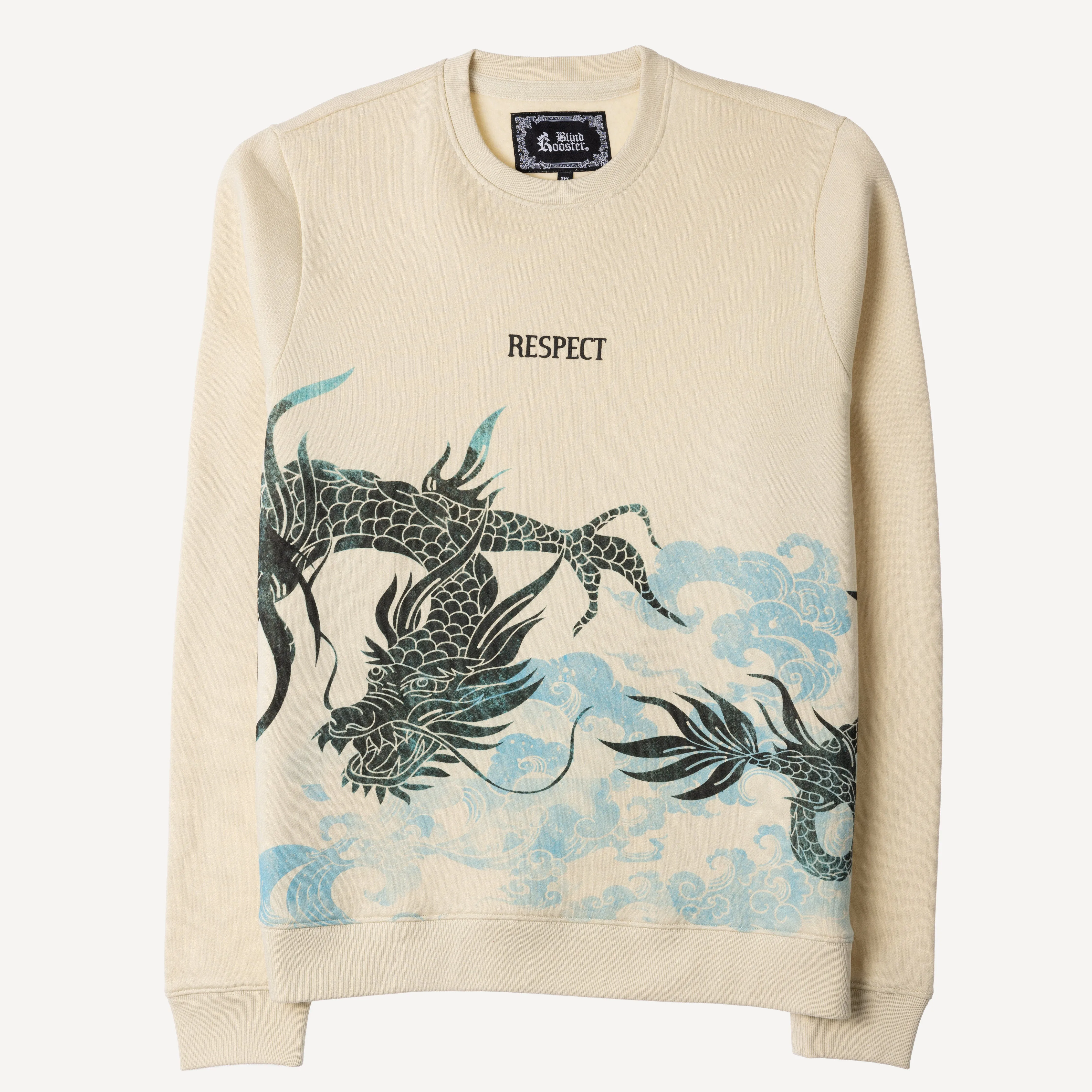 Graphic Wraparound Crewneck Pullover Sweatshirt - Seedpearl / Respect
