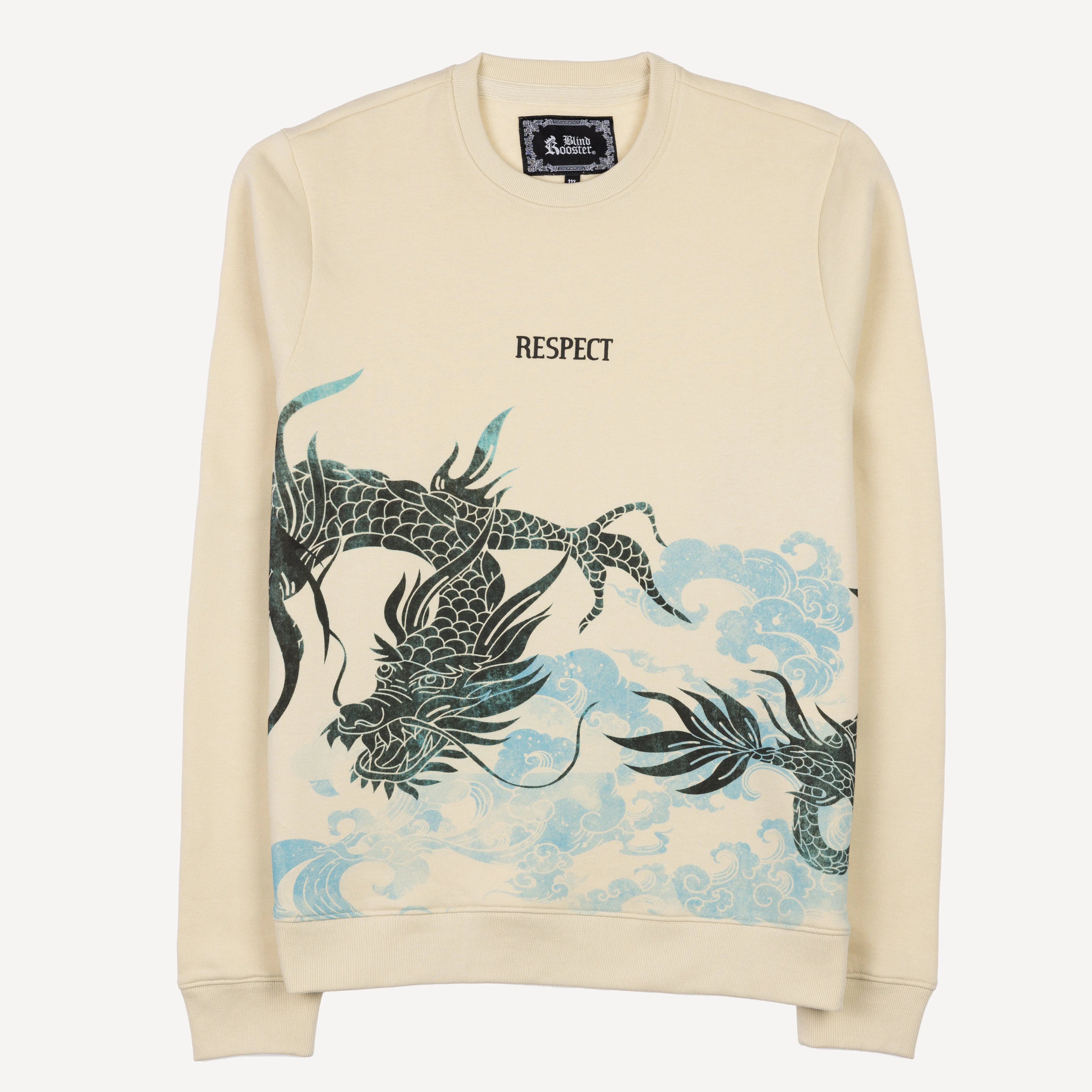 Graphic Wraparound Crewneck Pullover Sweatshirt - Seedpearl / Respect