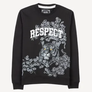 Graphic Wraparound Crewneck Sweatshirt - Black / Respect