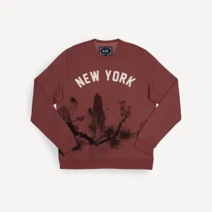 Graphic Wraparound Crewneck Sweatshirt - Cowhide / New York