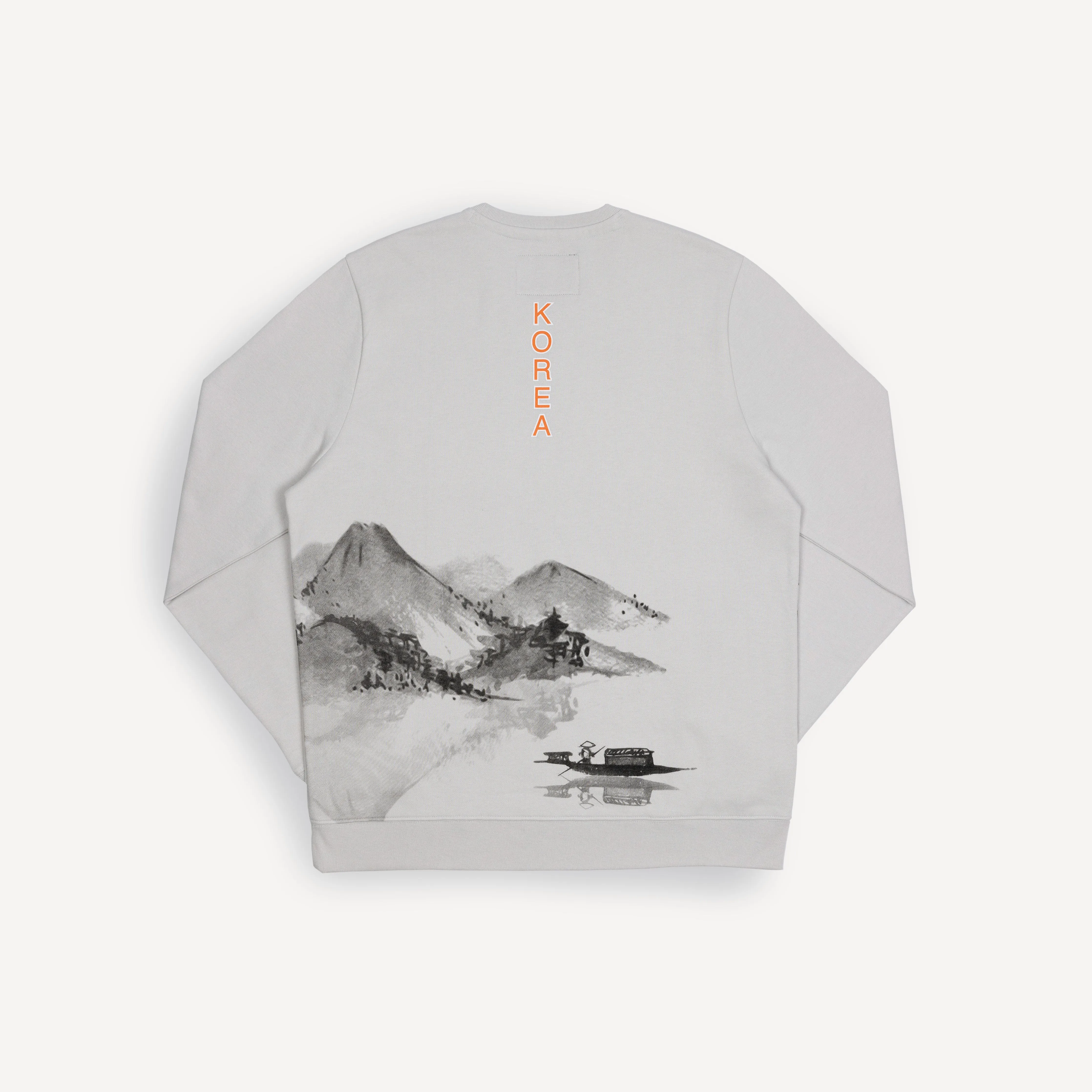 Graphic Wraparound Crewneck Sweatshirt - Glacier Grey / Kanji Seoul