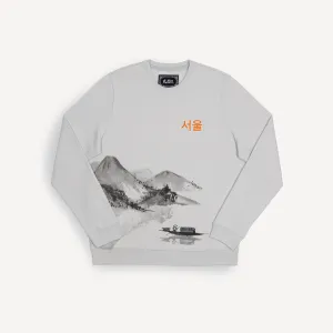 Graphic Wraparound Crewneck Sweatshirt - Glacier Grey / Kanji Seoul