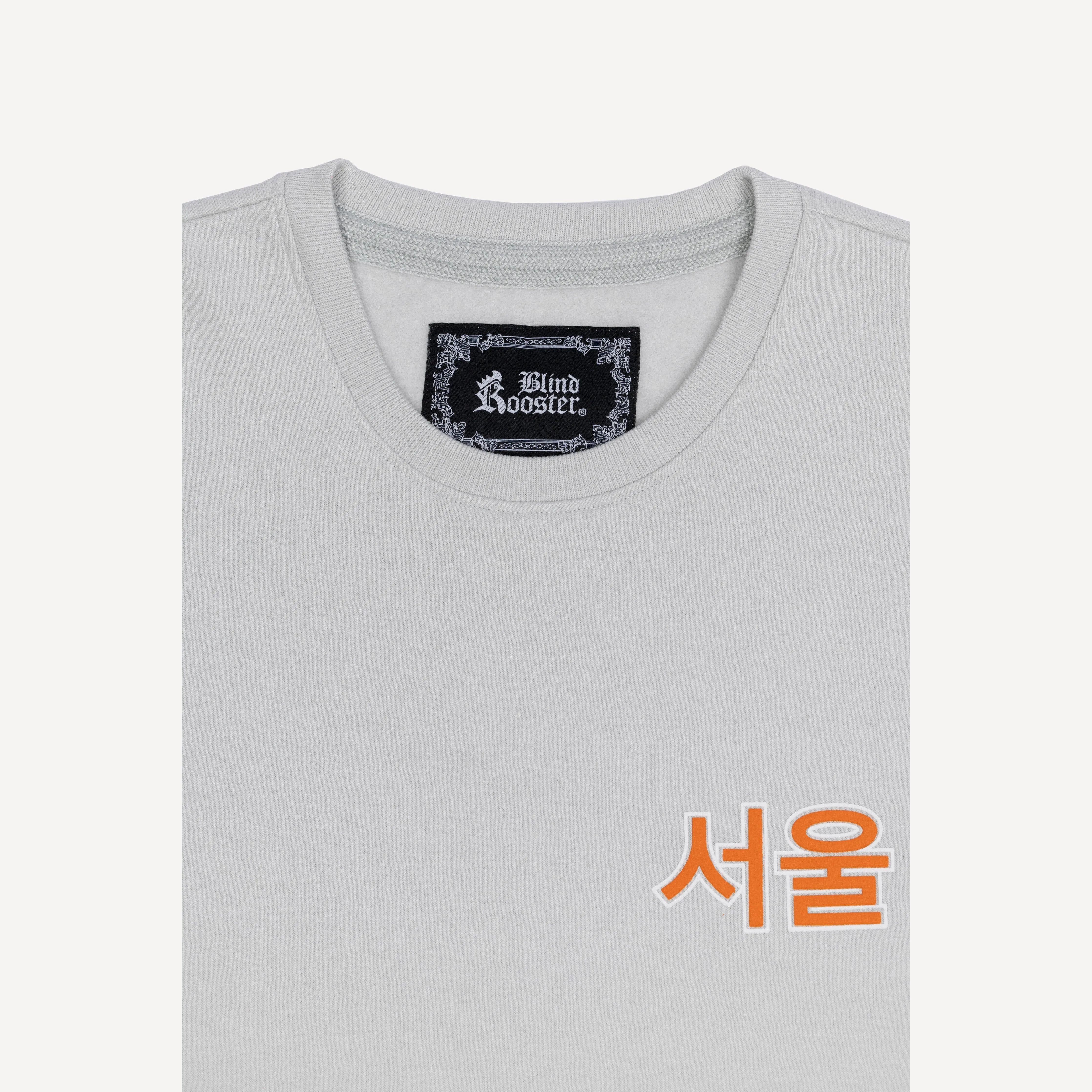 Graphic Wraparound Crewneck Sweatshirt - Glacier Grey / Kanji Seoul