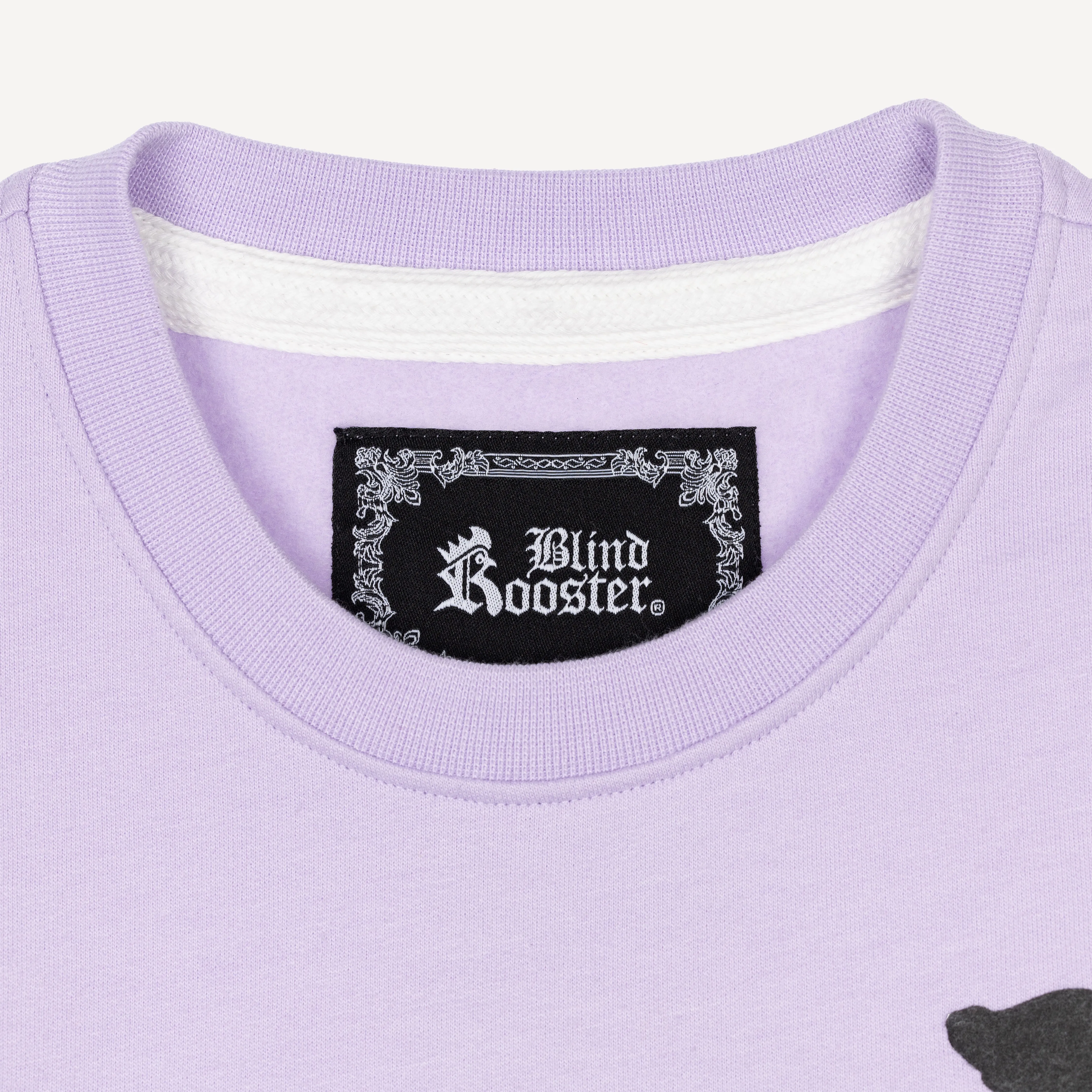Graphic Wraparound Crewneck Sweatshirt - Pastel Lilac / Kanji Blessing