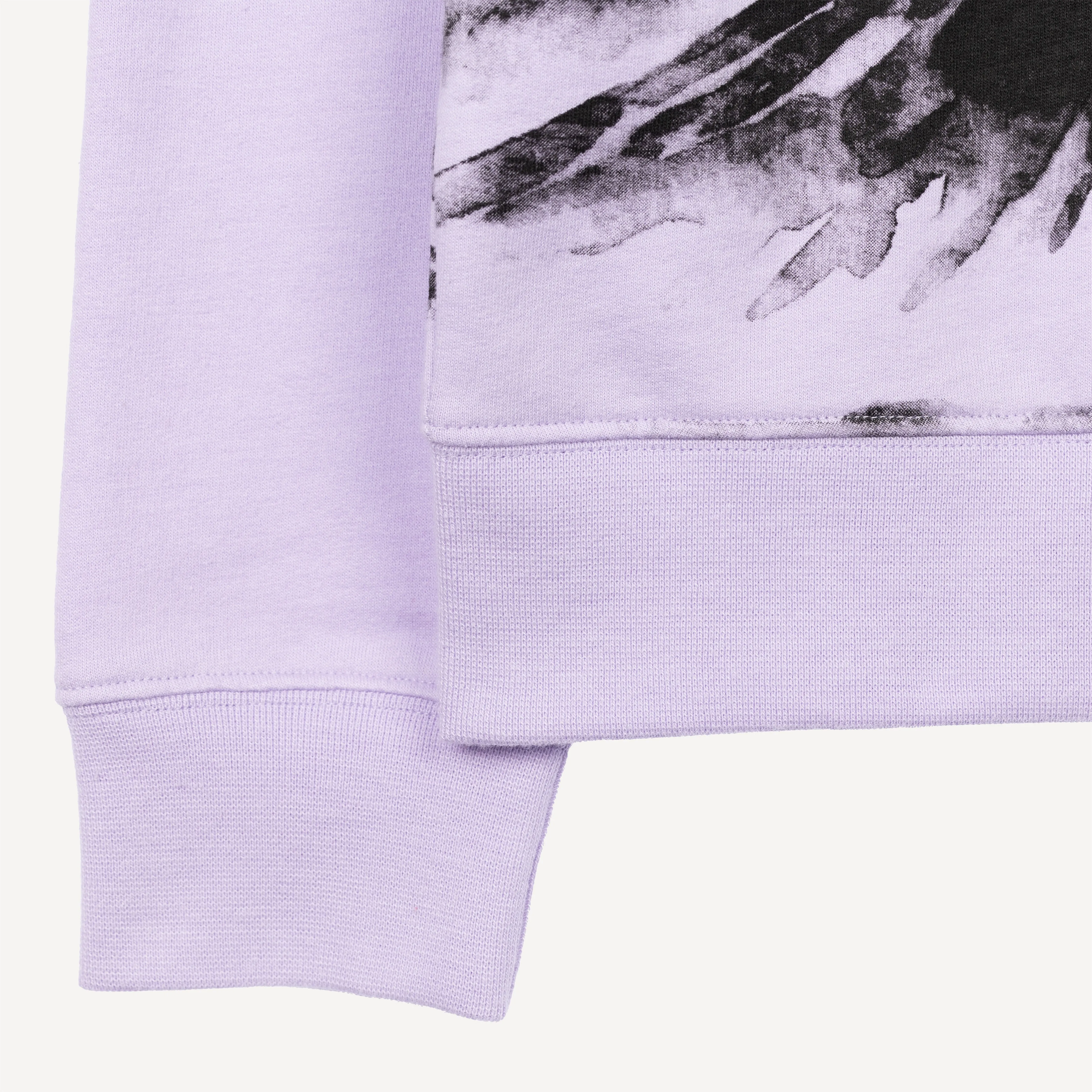 Graphic Wraparound Crewneck Sweatshirt - Pastel Lilac / Kanji Blessing