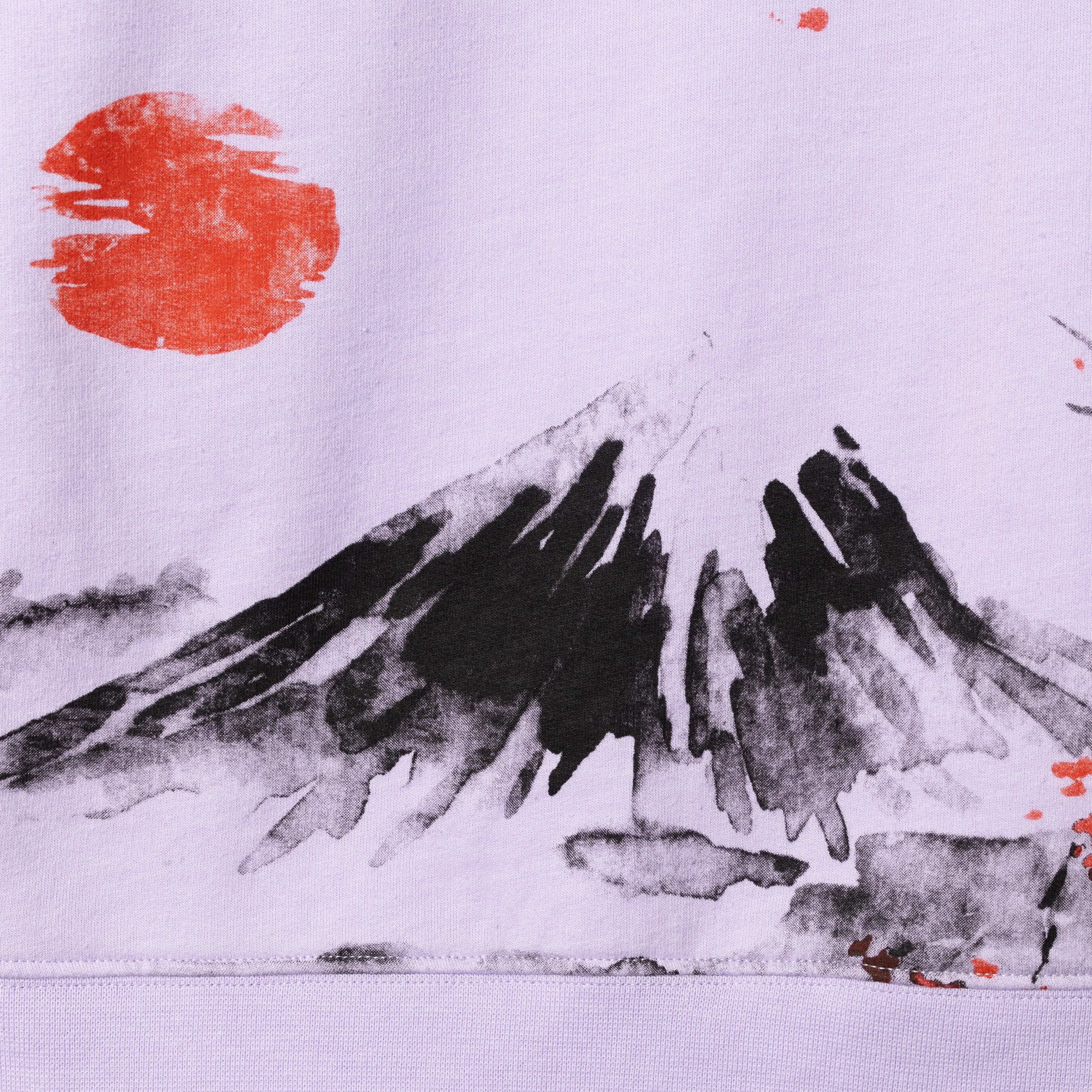 Graphic Wraparound Crewneck Sweatshirt - Pastel Lilac / Kanji Blessing