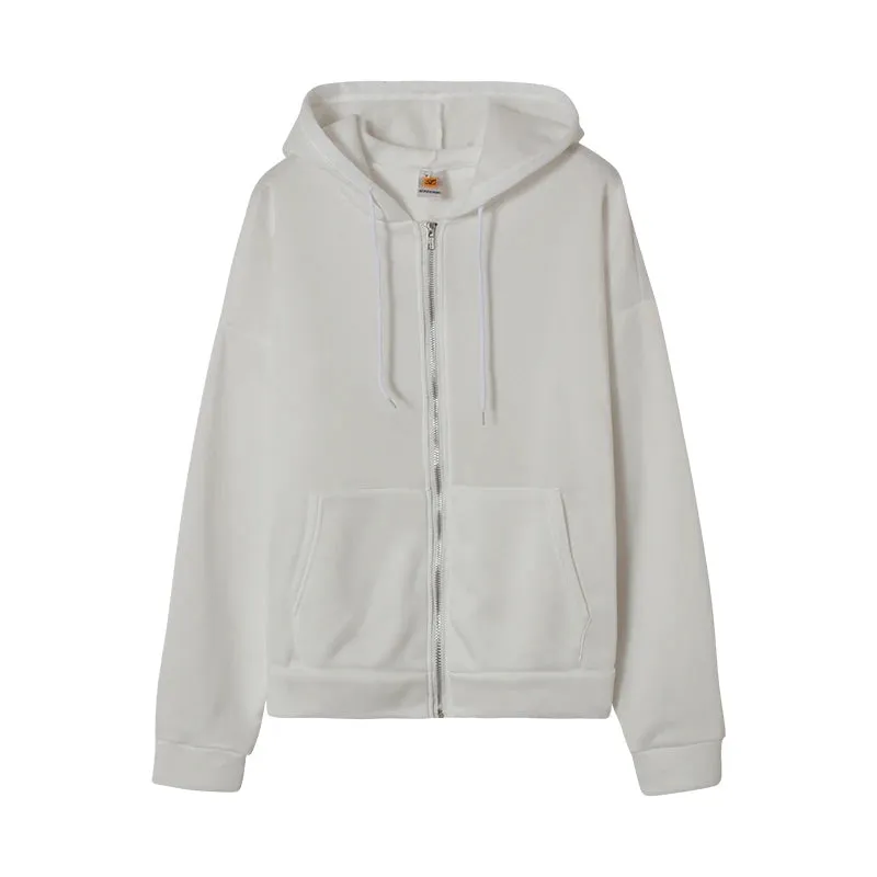 Gray Oversize Hooded Zip-Up Sweatshirt