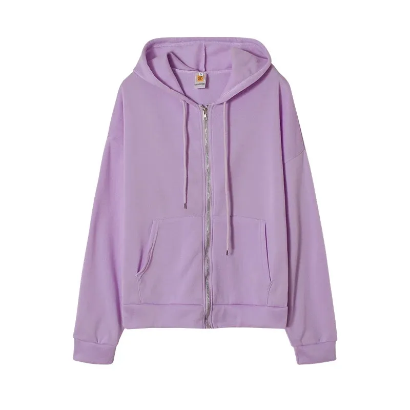 Gray Oversize Hooded Zip-Up Sweatshirt