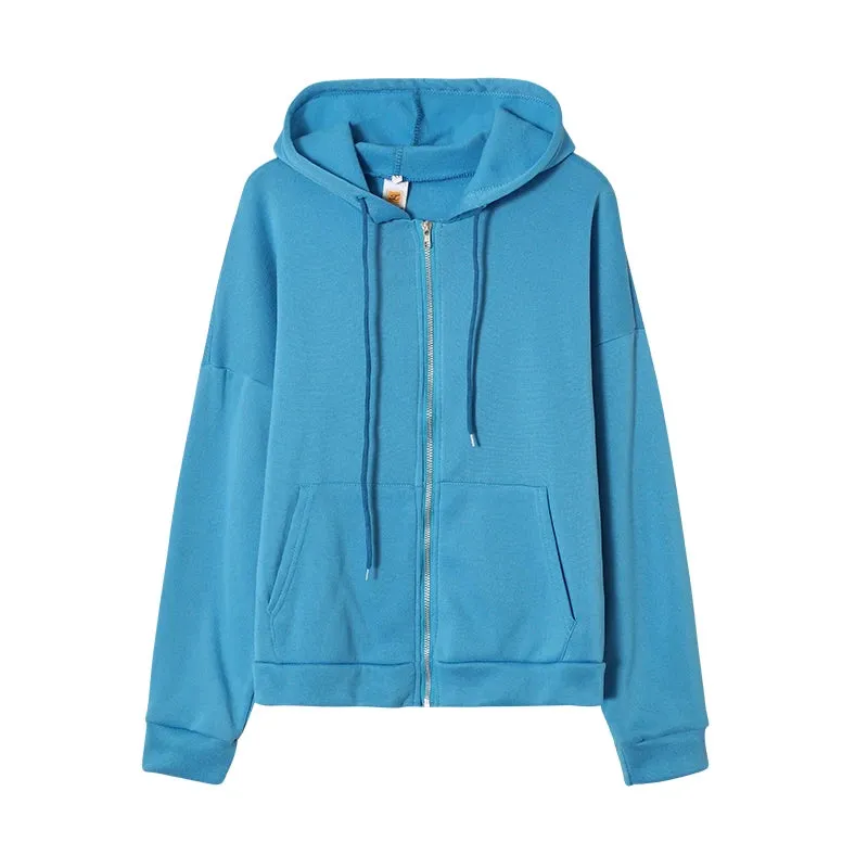 Gray Oversize Hooded Zip-Up Sweatshirt