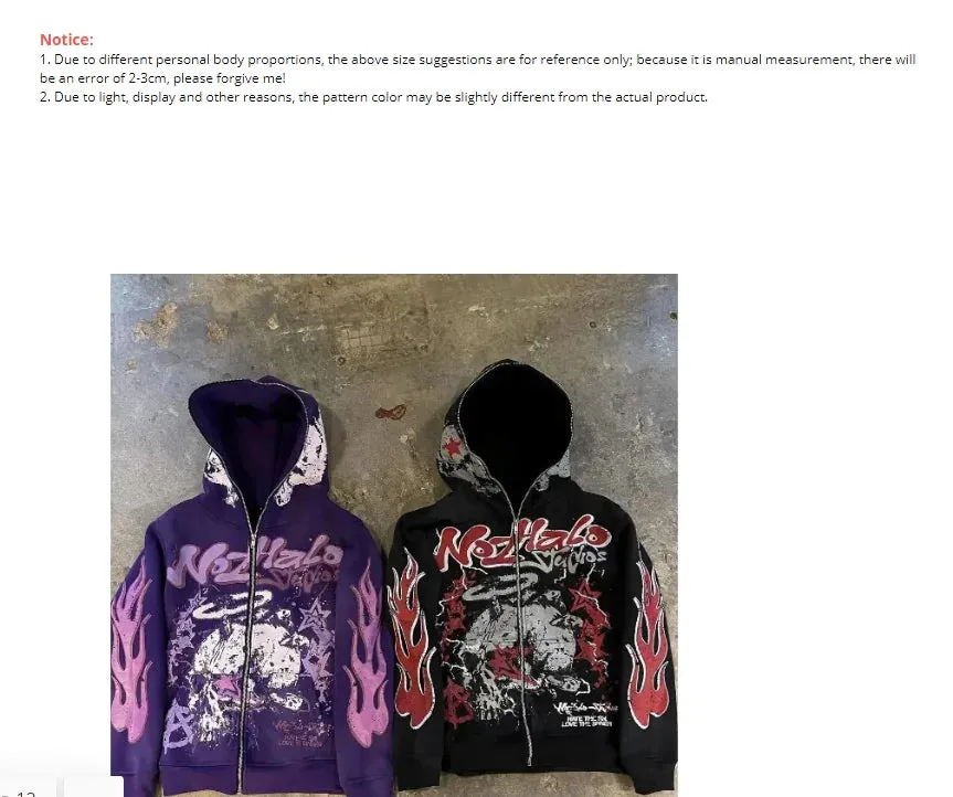 Harajuku Skull Print hoodies women