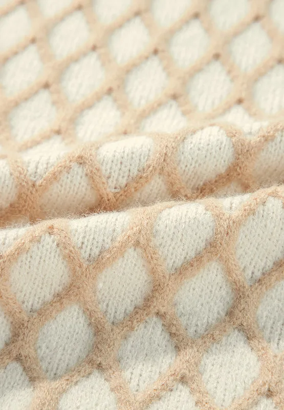 Hazel Blues® |  Diamond Pattern Mock Neck Long Sleeve Sweater