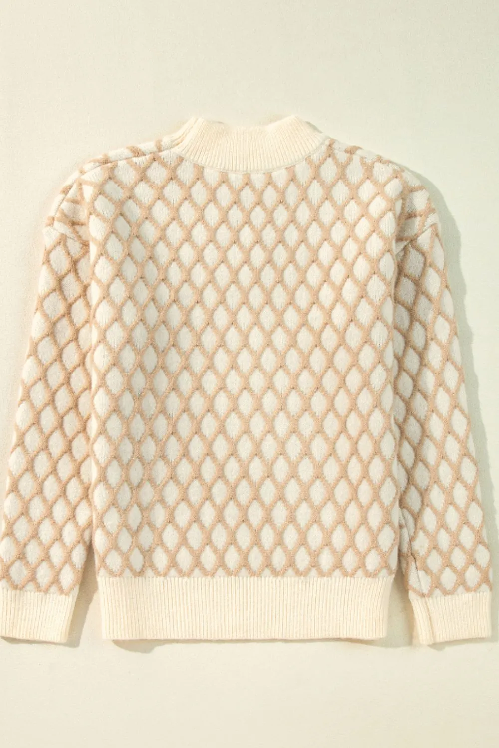 Hazel Blues® |  Diamond Pattern Mock Neck Long Sleeve Sweater