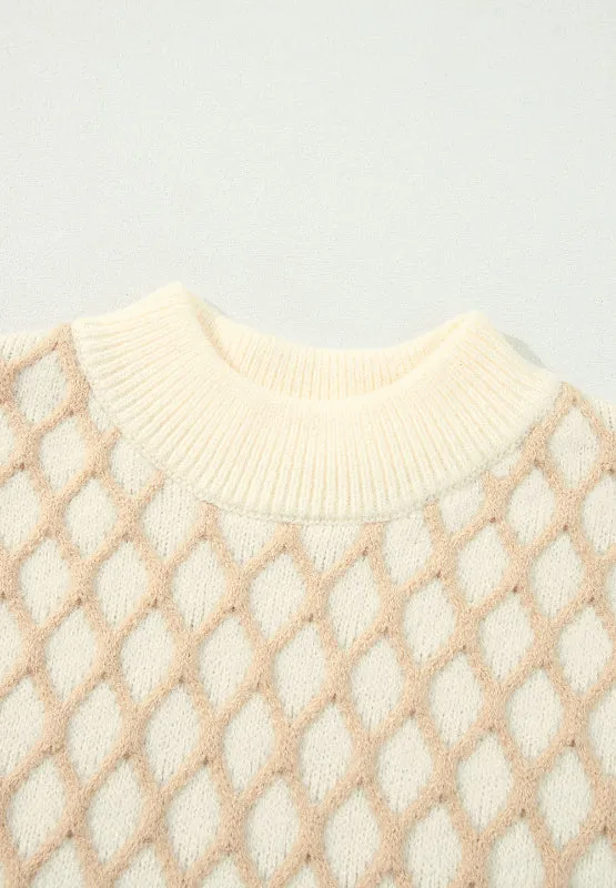 Hazel Blues® |  Diamond Pattern Mock Neck Long Sleeve Sweater