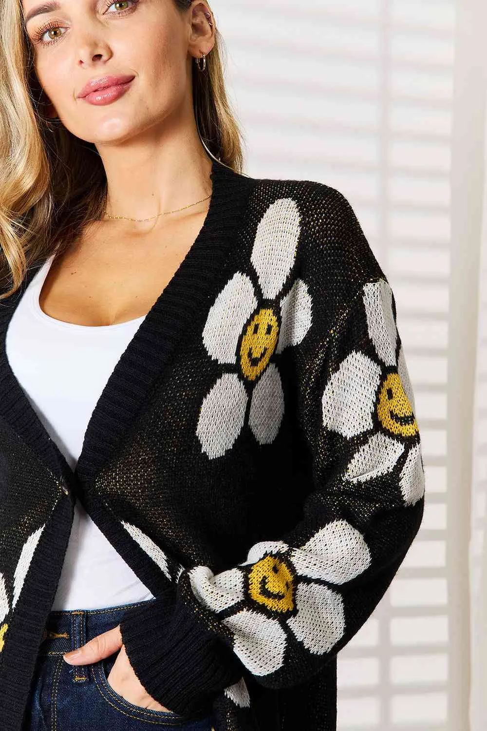 Hazel Blues® |  Double Take Floral Button Down Longline Cardigan