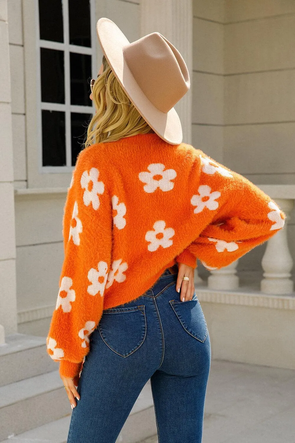 Hazel Blues® | Floral Open Front Fuzzy Cardigan