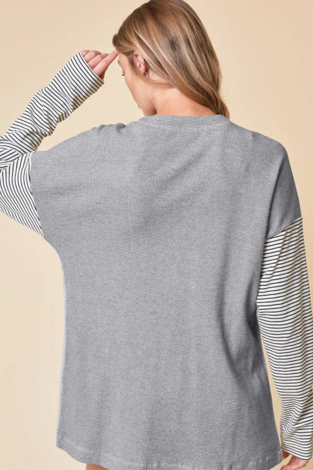 Hazel Blues® |  Open Front Long Sleeve Striped Cardigan with Pockets