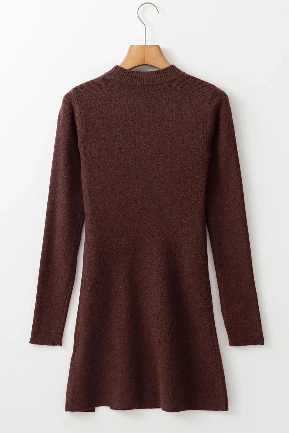 Hazel Blues® |  Slit Mock Neck Long Sleeve Wrap Sweater Dress