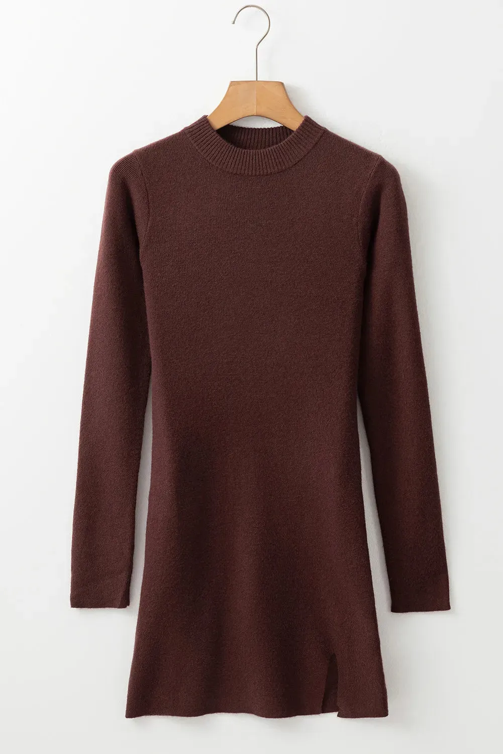 Hazel Blues® |  Slit Mock Neck Long Sleeve Wrap Sweater Dress