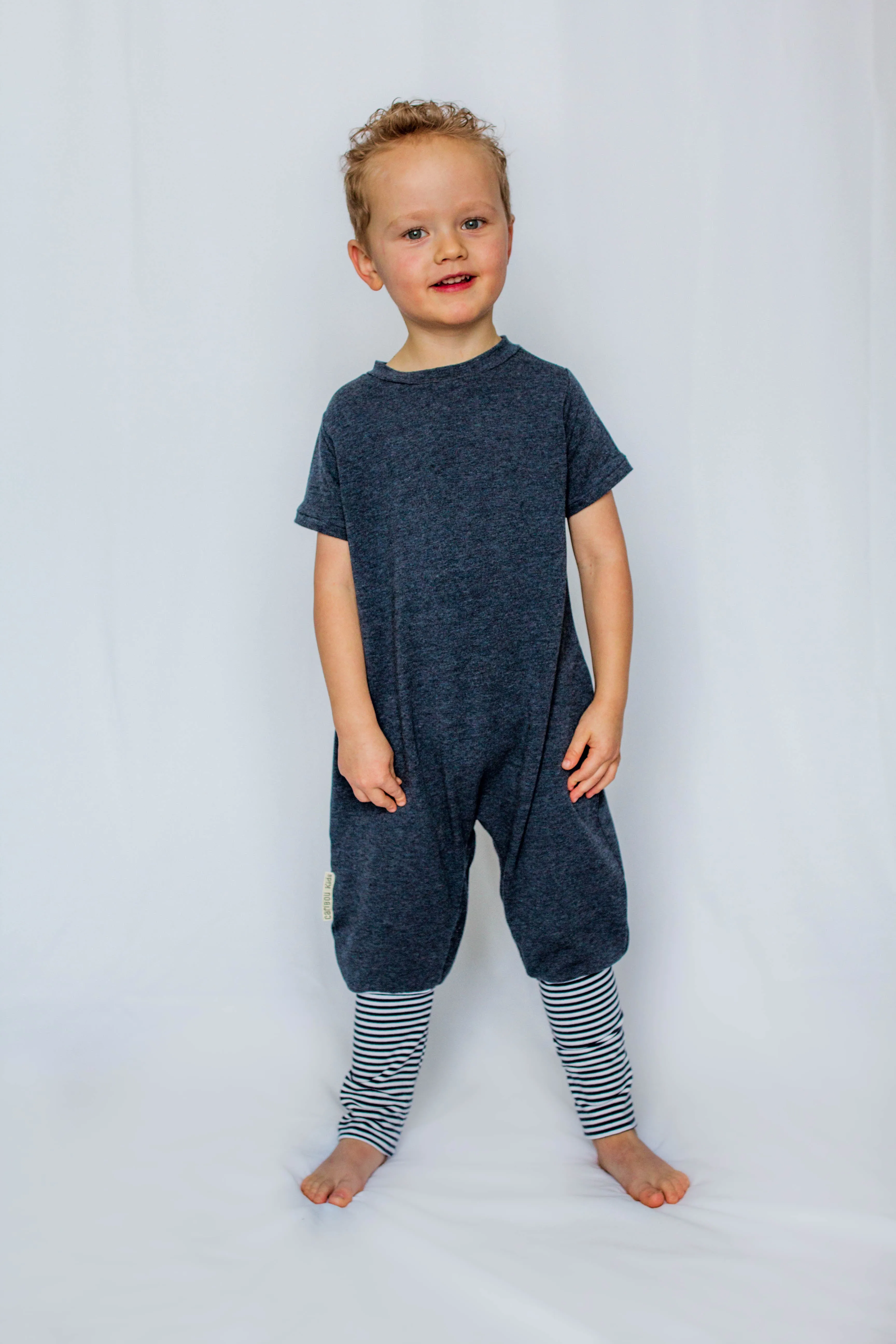 Heather Blue Bamboo Short Sleeve Romper