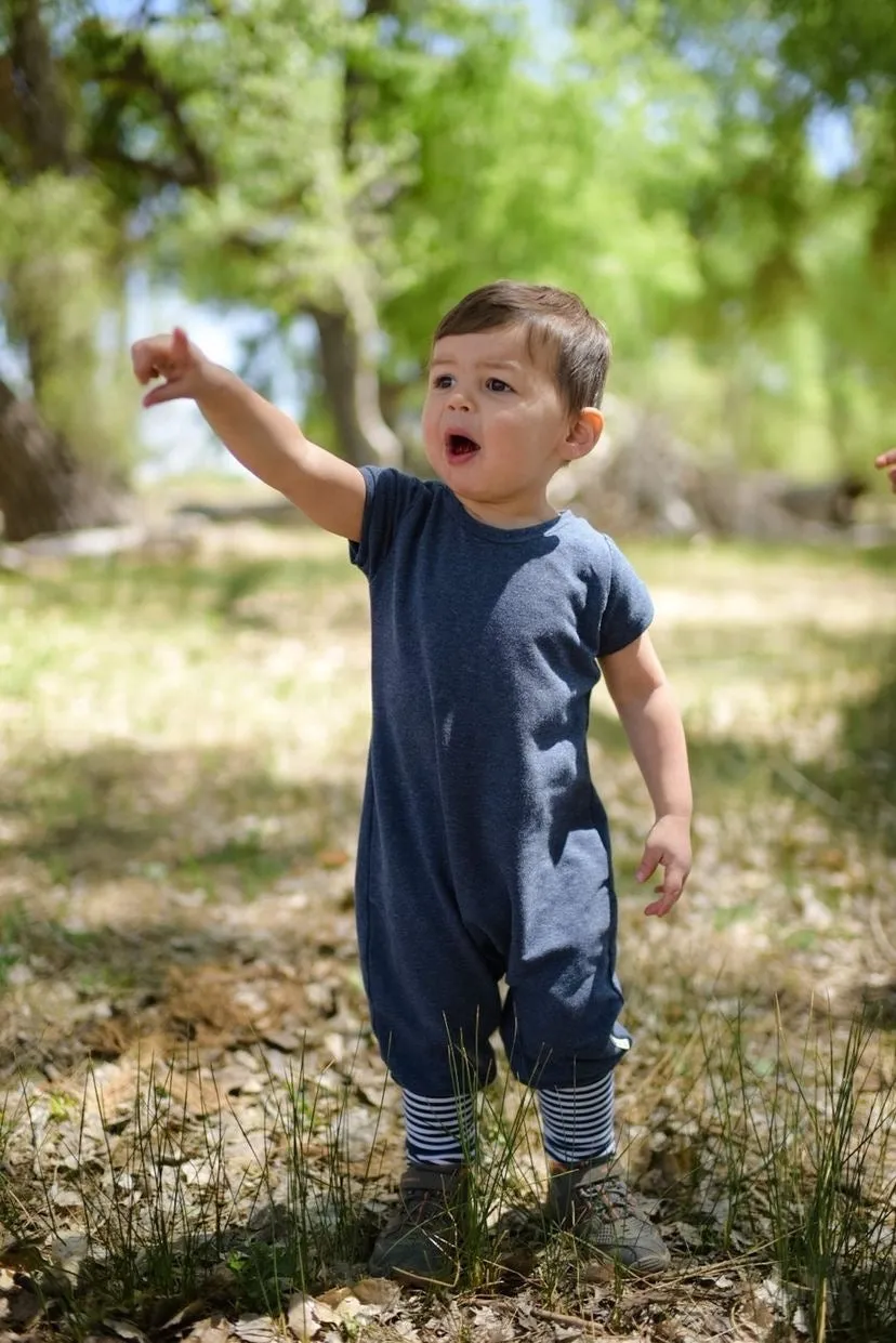 Heather Blue Bamboo Short Sleeve Romper