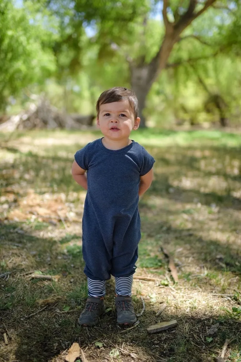 Heather Blue Bamboo Short Sleeve Romper
