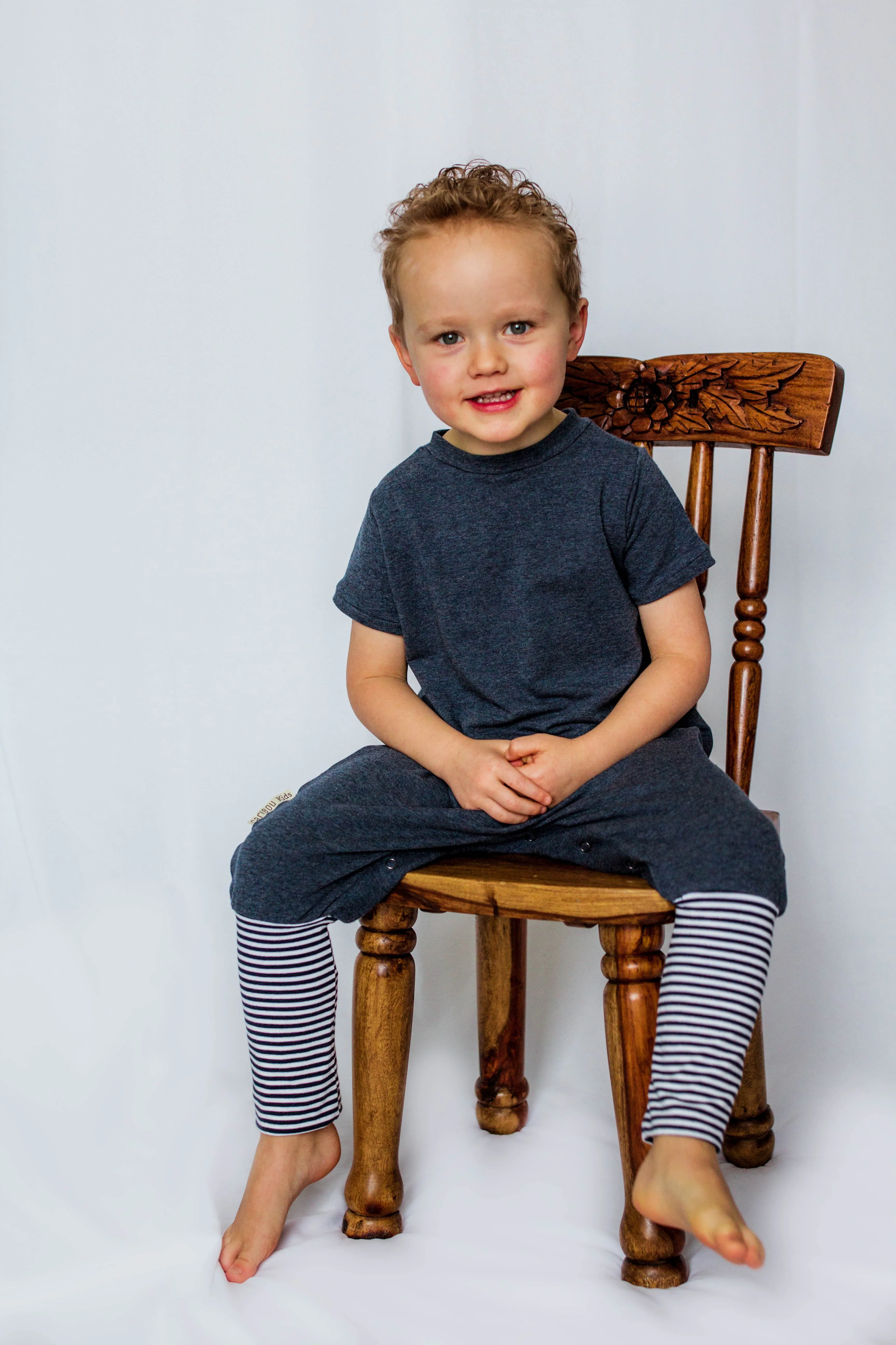 Heather Blue Bamboo Short Sleeve Romper