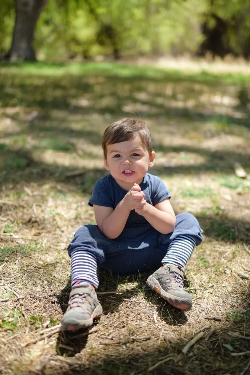 Heather Blue Bamboo Short Sleeve Romper