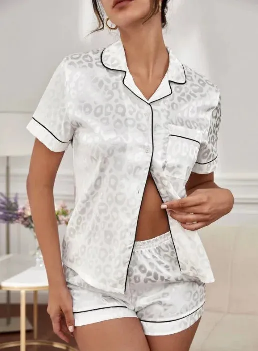 High Quality Satin Silk Pajamas Set for Women Two Pieces Shorts Sets Sleepwear Pyjamas Summer Female Loungewear Home Clothes