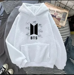 Hoodie Trendy Stylish Casual Fashionable BTS  BOOK FRONT Print In White zipper