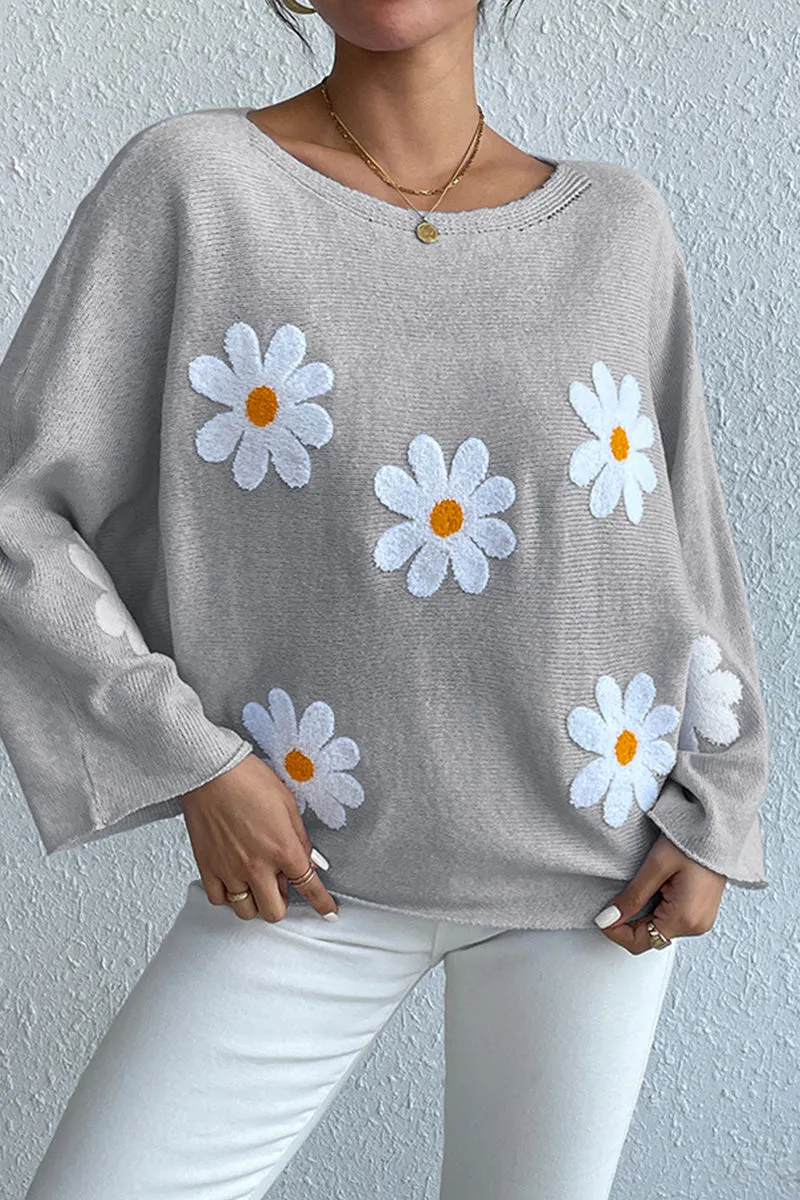 HTQ1002 Flower Long Sleeves Sweater