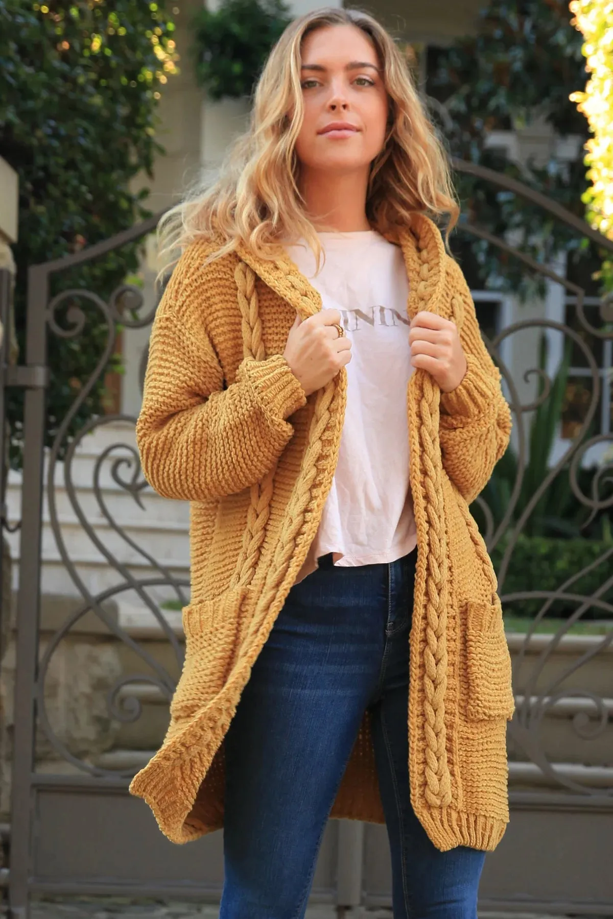 IB Longline cosy cardi Mustard
