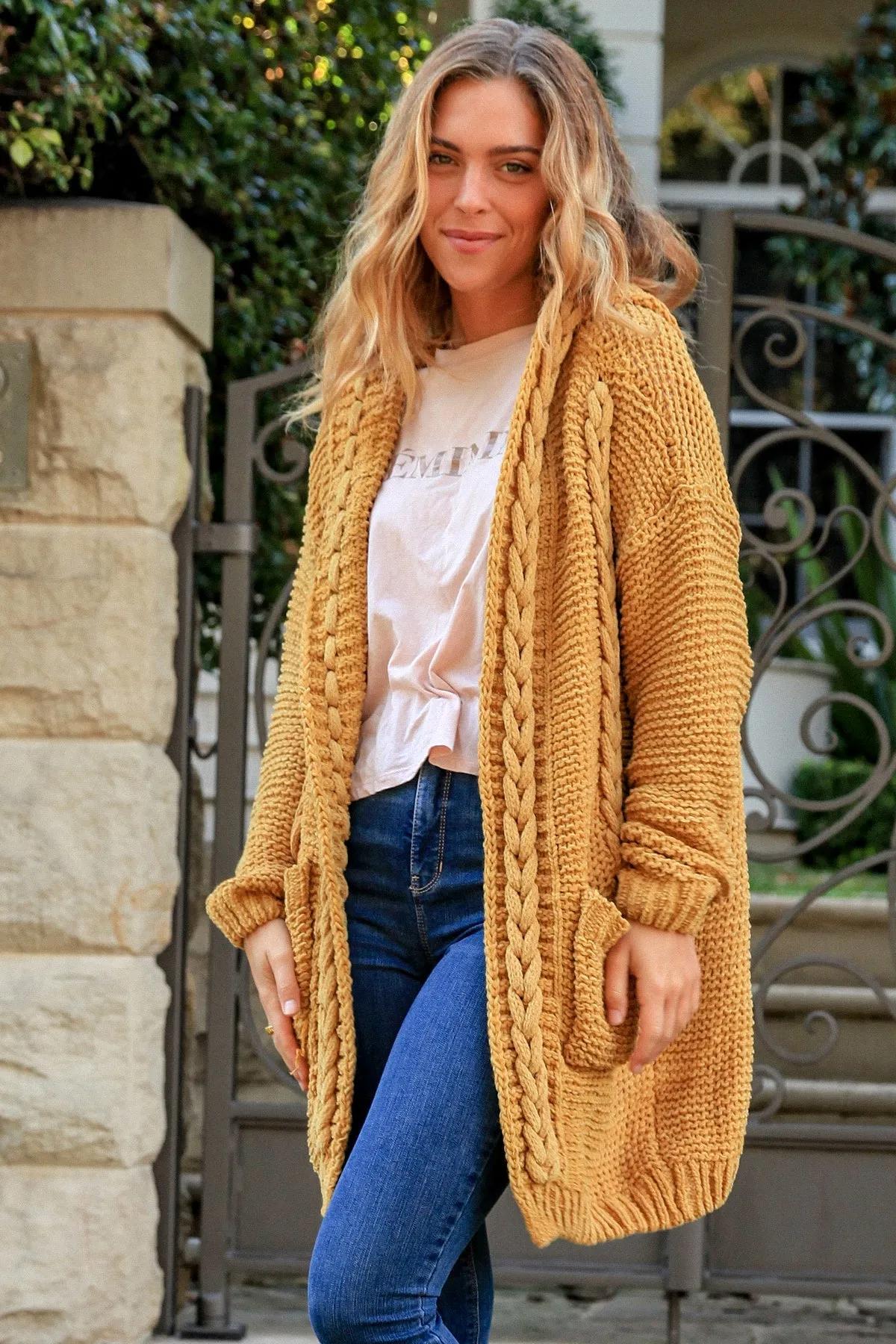 IB Longline cosy cardi Mustard