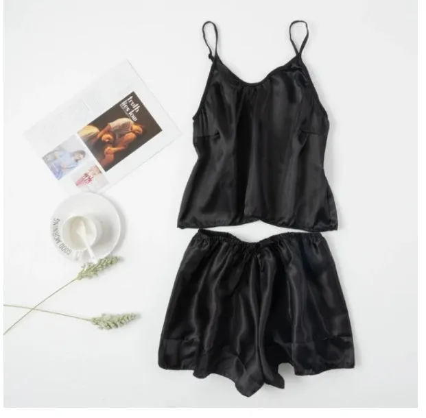 Imitation Silk Lace Pajamas Bud Ladies Summer New Suspender Shorts Home Service Sexy Underwear