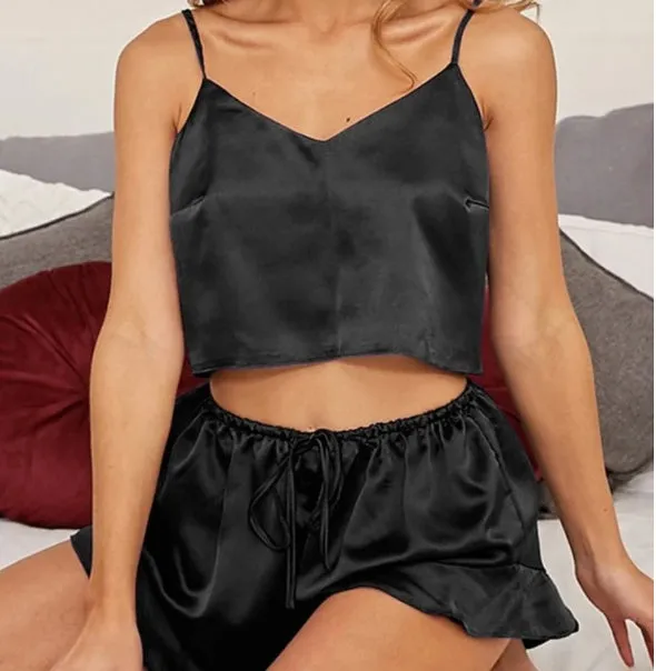 Imitation Silk Lace Pajamas Bud Ladies Summer New Suspender Shorts Home Service Sexy Underwear