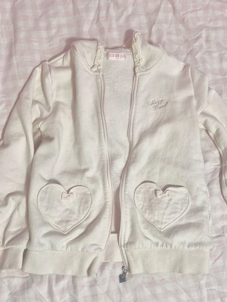JazzHer Y2k Top Kawaii Hoodie Sweet Girl Zip UP Hoodies Bow Slim Women Long Sleeve Cute Punk Sexy Hoody Gothic 2000s Graphic weatshirt