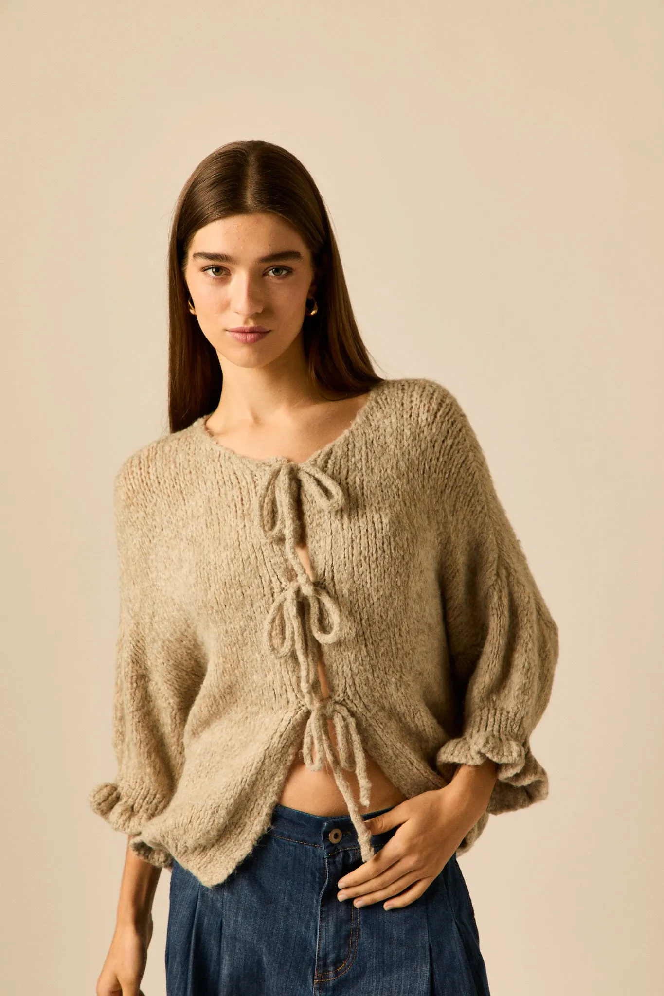 Jersey oversize lazos beige