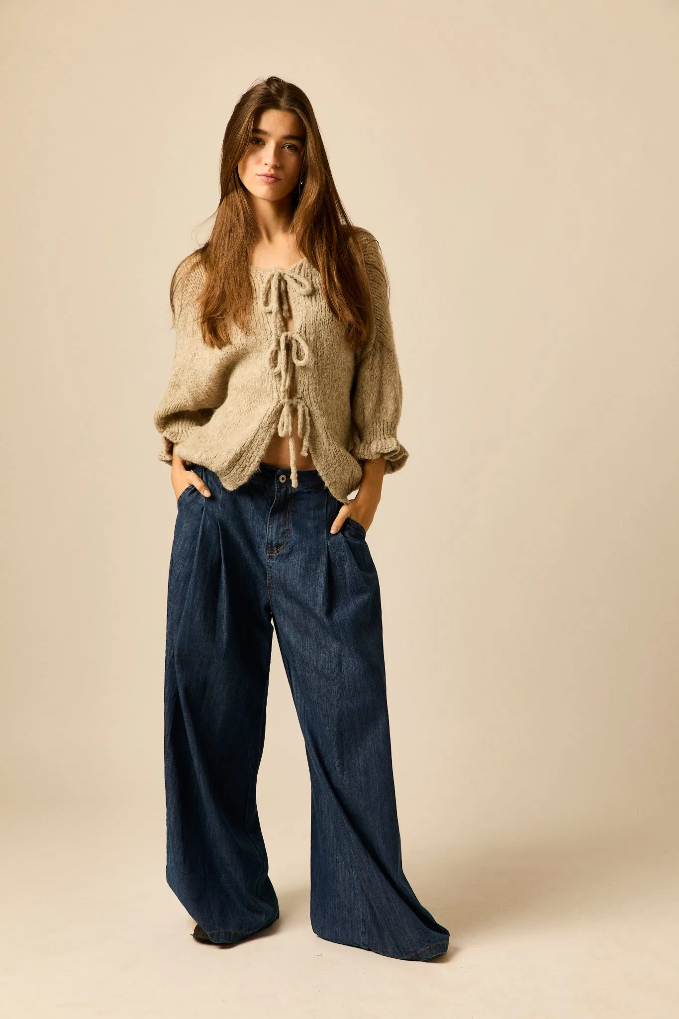 Jersey oversize lazos beige