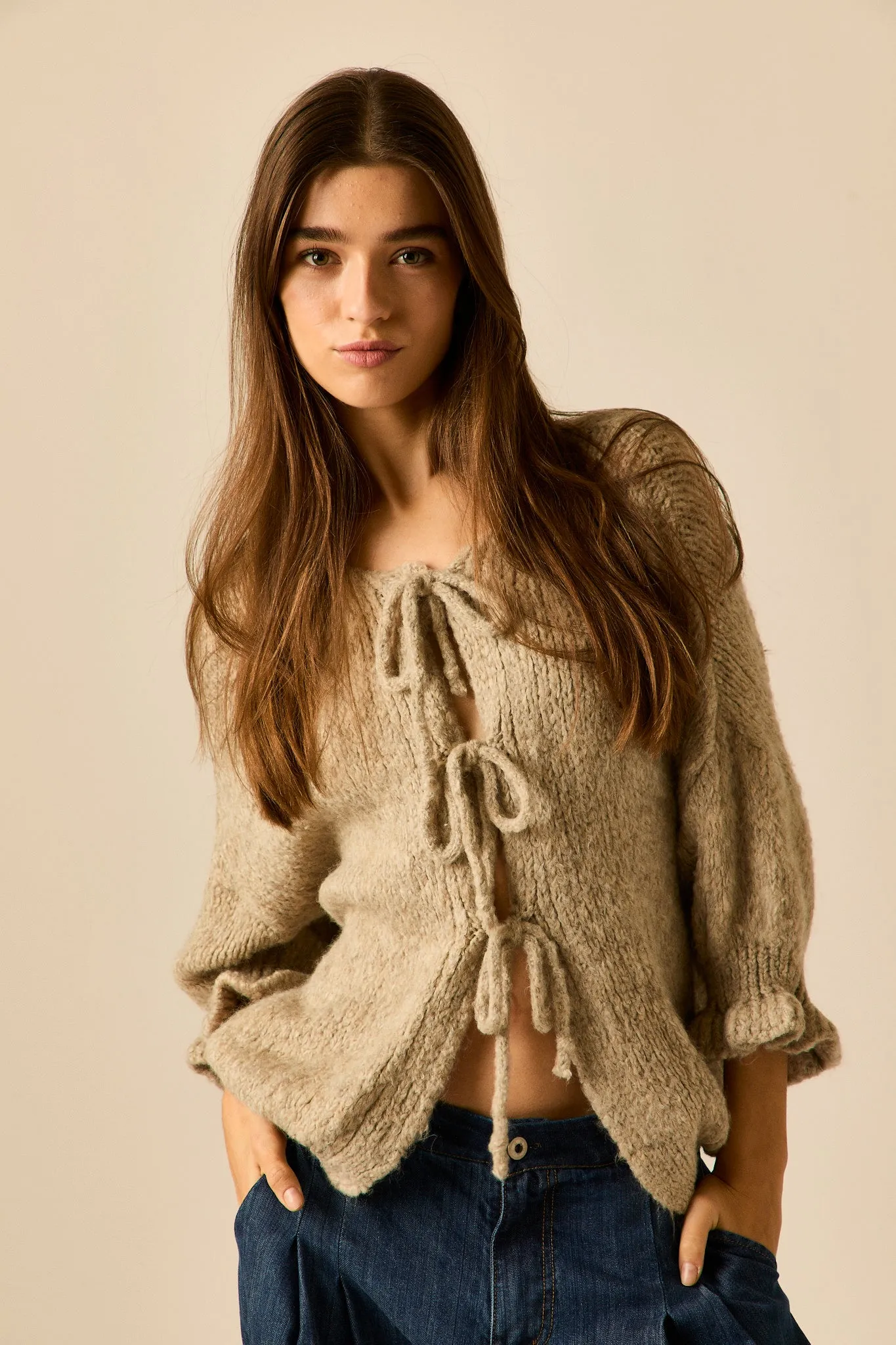 Jersey oversize lazos beige